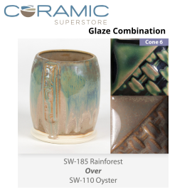 Rainforest SW185 over Oyster SW110 Stoneware Glaze Combination